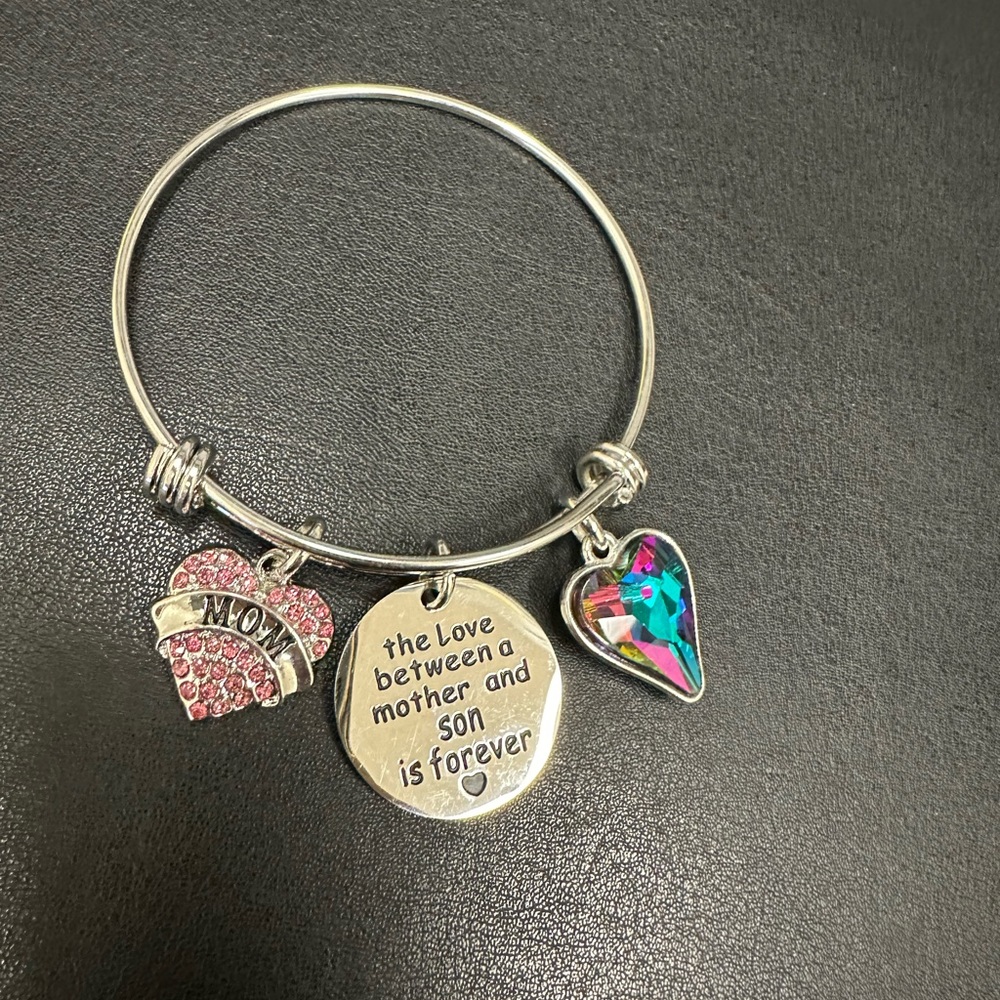 NEW adjustable bangle bracelet “the love between a mother son is forever” ❤️